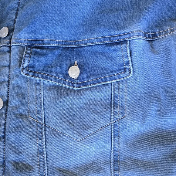 Forever 21 Women's Size S Oversized Ombre Premium Denim Sherpa Lined Jacket Warm - Picture 10 of 15